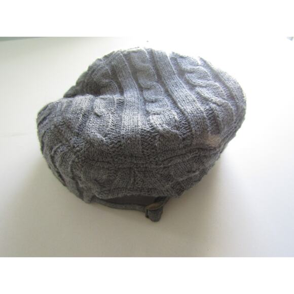 Gray Cable Knit Newsboy Cap Cabbie Hat Visor Brim One Size - Picture 3 of 7